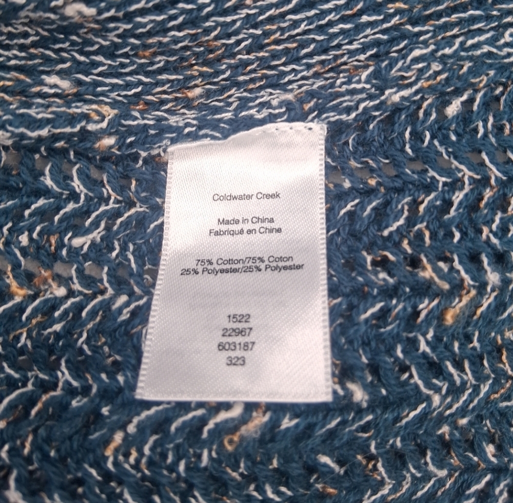 Coldwater Creek Sweater Teal Open Knit Pullover Sweater Petite XL - Picture 15 of 16